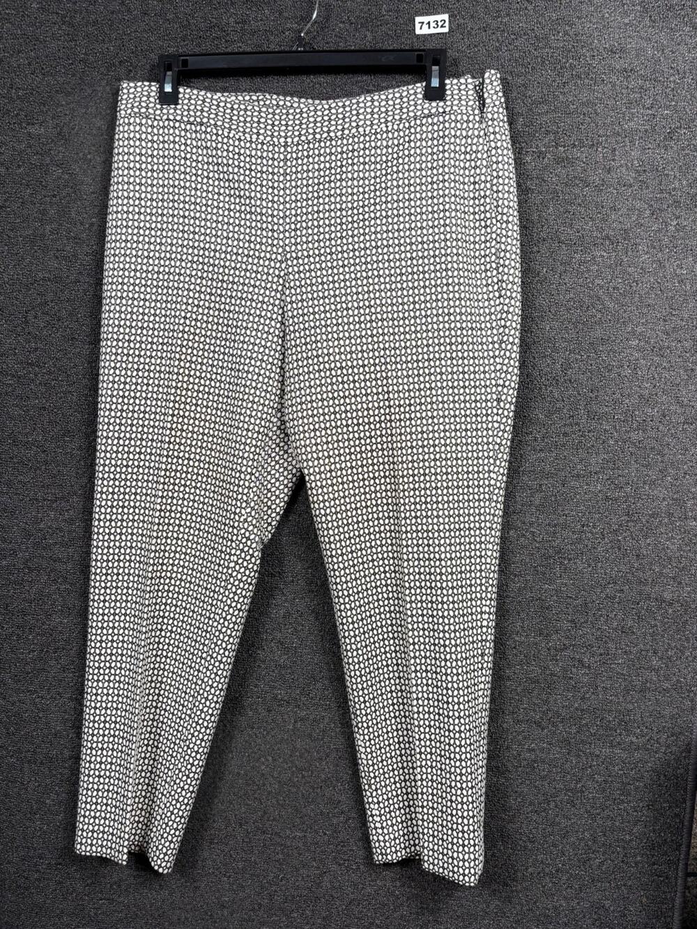 Talbots Chatham Pants Womens Size 14 Black White Dots Tapered Leg Stretch Lined